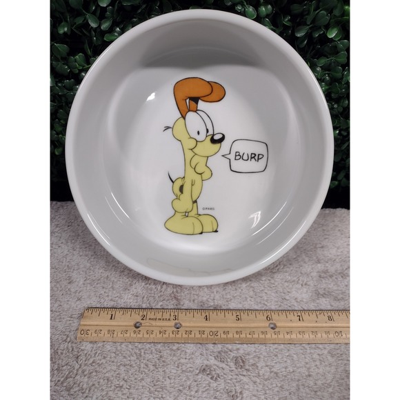 Other - Vintage Garfield Odie Dog Bowl My Bowl Burp PAWS White Ceramic Pet Food Dish